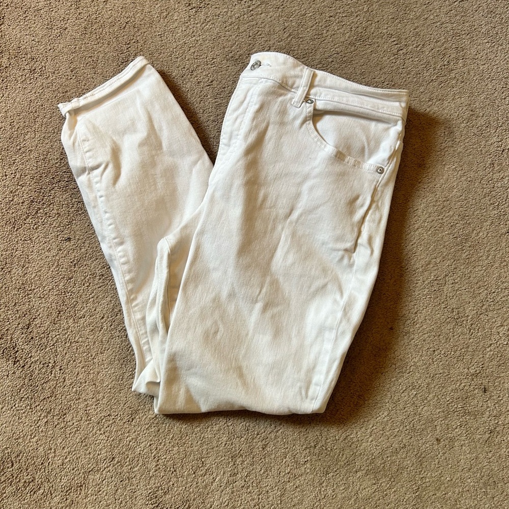 Express Skinny Curvy White Ankle Pants